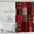 thumbnail image 2 of Red Gingham Shower Curtain Set - 72" x 78" Washable Bathtub Curtain with 12 Hooks, Abstract Buffalo Plaid Solid Color Patchwork Waterproof Fabric Stall Shower Curtains for Bathroom/Bathtub Décor, 2 of 8