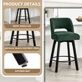 thumbnail image 4 of CRERIYO 360°Swivel Bar Stools Set of 2, Upholstered Linen Kitchen Island Chairs with Low Back, Thick Padded Seat and Circular Footrest, Green, 4 of 8