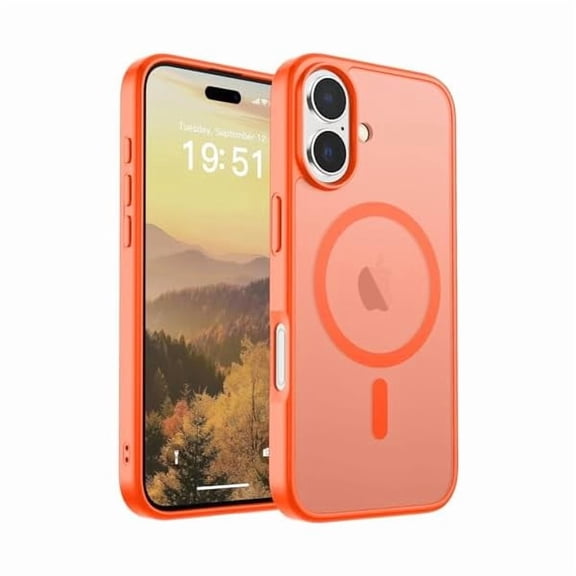 ZHU997 Magnetic for iPhone 17 Case (Compatible with MagSafe)(Military Grade Drop Protection) Translucent Matte Shockproof with Anti-Fingerprint Phone Cover 2025,Orange