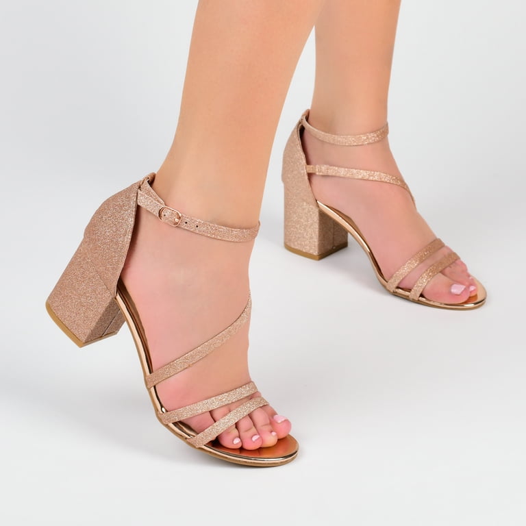 Journee Collection Bella Wide Width, Open Toe, Mid Block Heel