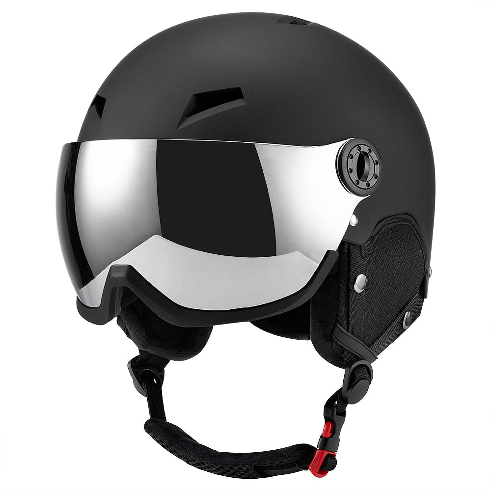 yotijay Snowboard Helmet Breathable Winter with Jaw Pad Shockproof Skateboard Helmet L Black