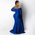 thumbnail image 4 of AURA Women Plus Size V Neck Split Maxi Dress Long Sleeve Elegant Evening Party Dress, 4 of 5