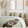 thumbnail image 6 of Ambesonne Antique Duvet Cover Set, Wood Wall Carving Clock, Calking, Brown and Tan, 6 of 6
