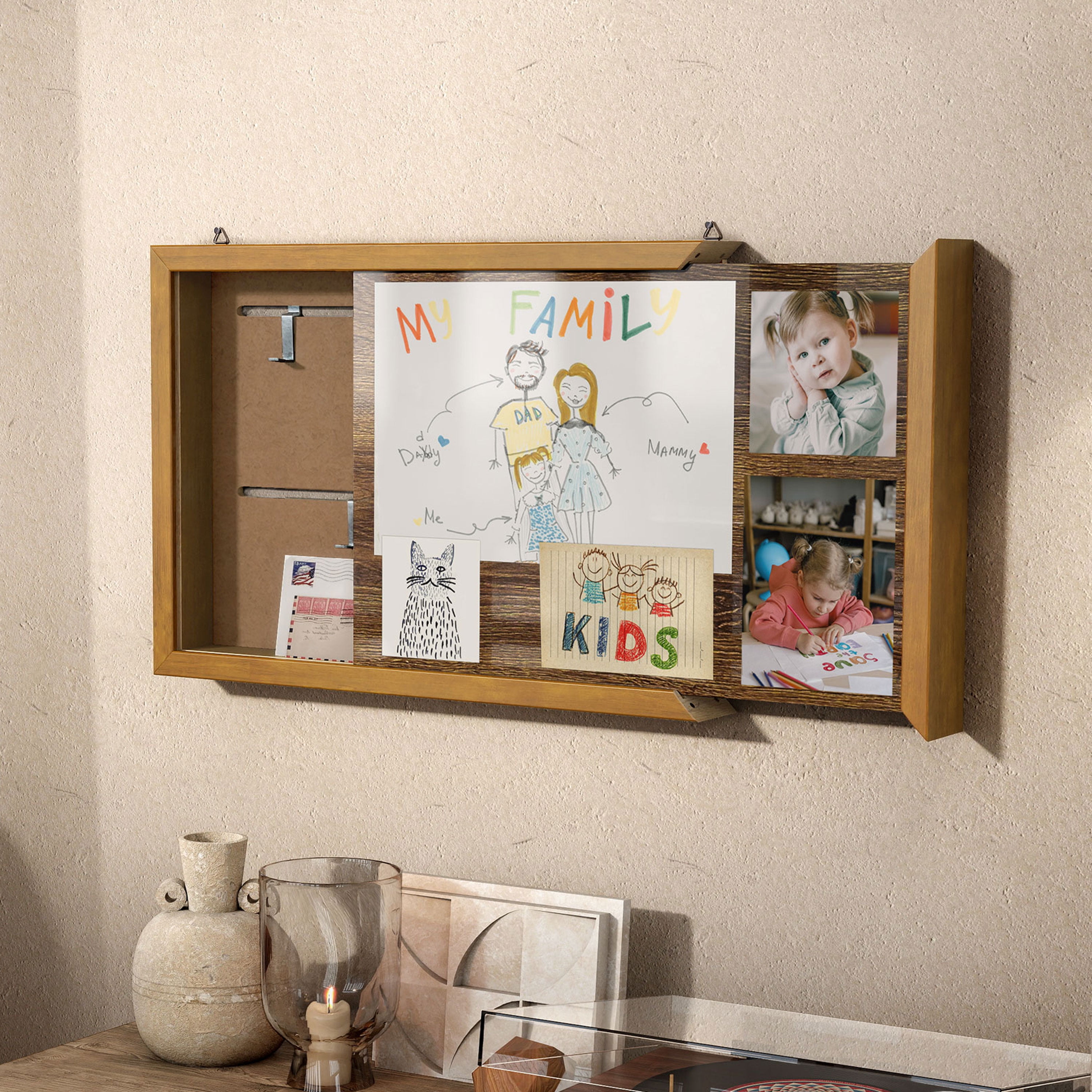 Furniture of America Roan 20-inch Hidden Storage Cabinet with Photo Frame, Golden Oak