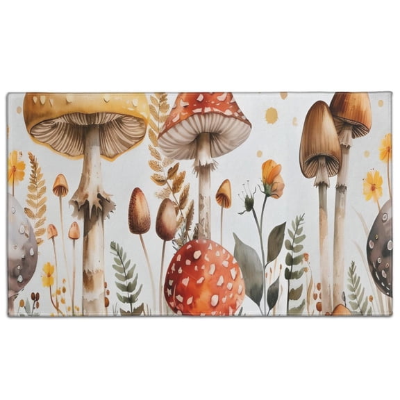 Red Mushroom Flower White Pattern Door Rugs,Washable Non Slip Door Mats Indoor,Decorative Door Mats,Entry Mat Indoor for Entrance,Bedroom,Kitchen,Bathroom,17"x30"