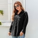 thumbnail image 3 of Blusa con botones de color puro, camisa de pana para mujer, blusa holgada de pana para mujer, blusa con bolsillo, valor excepcional, 3 of 6