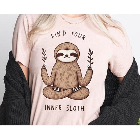 Meditating Sloth TShirt Relaxation Yoga Tee Mindfulness Practice Design Calm and Zen Sloth