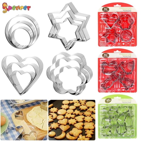 Spencer 12Pcs Cartoon Cookie Cutters Set Stainless Steel Cookie Cutters Biscuit Mould for DIY Baking Cake Craft Pastry Bakeware Decoration Xmas Gift Type A