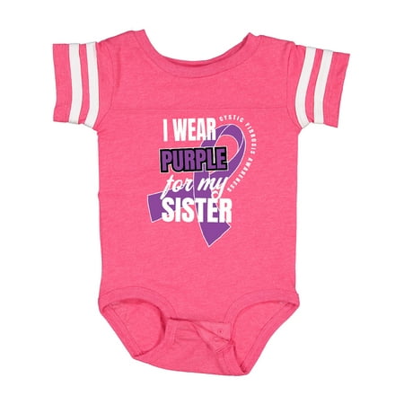 

Inktastic I Wear Purple for My Sister Cystic Fibrosis Awareness Gift Baby Boy or Baby Girl Bodysuit