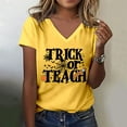 thumbnail image 4 of Halloween T Shirts for Women 2025 Trick Or Teach Funny Graphic Tees Short Sleeve V Neck Tshirt Womens T Shirts, 4 of 6