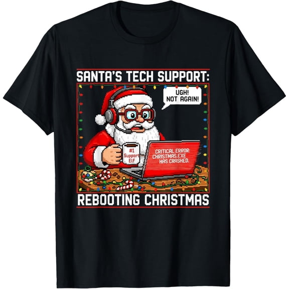 Santa's Tech Support: Rebooting Christmas Funny T-Shirt