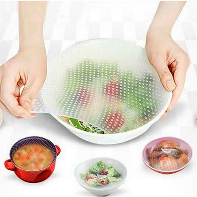 Amdohai 4pcs Reusable Silicone Food Storage Covers Food Wraps for Bowls