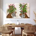 thumbnail image 3 of Elephant Stock Hot House Tigers Pair Pink Green Wall Art - Horizontal Multi Panel Canvas - Living Room Wall Decor - Animal Multi Panel - Beige And Brown Decor By Fab Funky - 65" x 42", 3 of 8