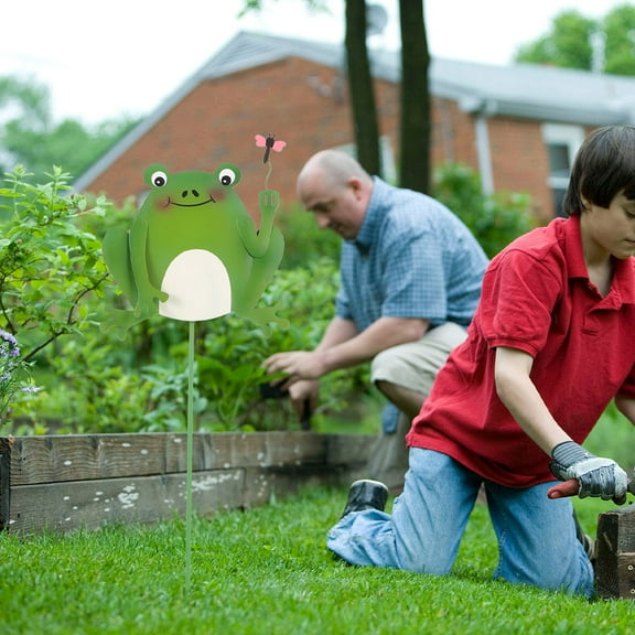 WHAMVOX 3pcs Green Metal Yard Frogs Garden Stakes for Outdoor Decor Durable Iron Frog Ornaments