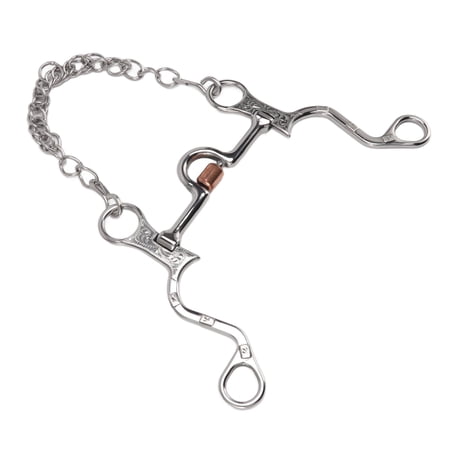 Stainless Steel Horse Mouth Snaffle 4.72 inches / 120 mm Bit with Chain for Equestrian Training Equipment