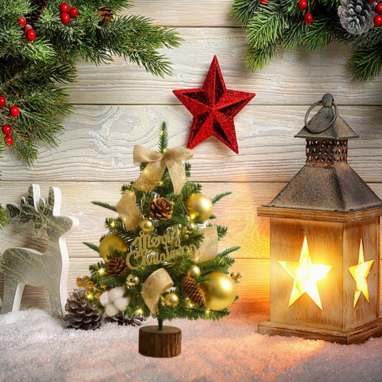 JingChun Pre-lit Decorated Tabletop Christmas Tree, Minimalist