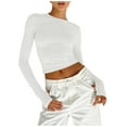 thumbnail image 1 of UANWENN T-Shirt à Col Rond pour Femmes, Manches Longues, Ajusté, avec Boutons au Doigt, Superposition, Sport, Entraînement, Ample, Col Roulé, 1 of 8