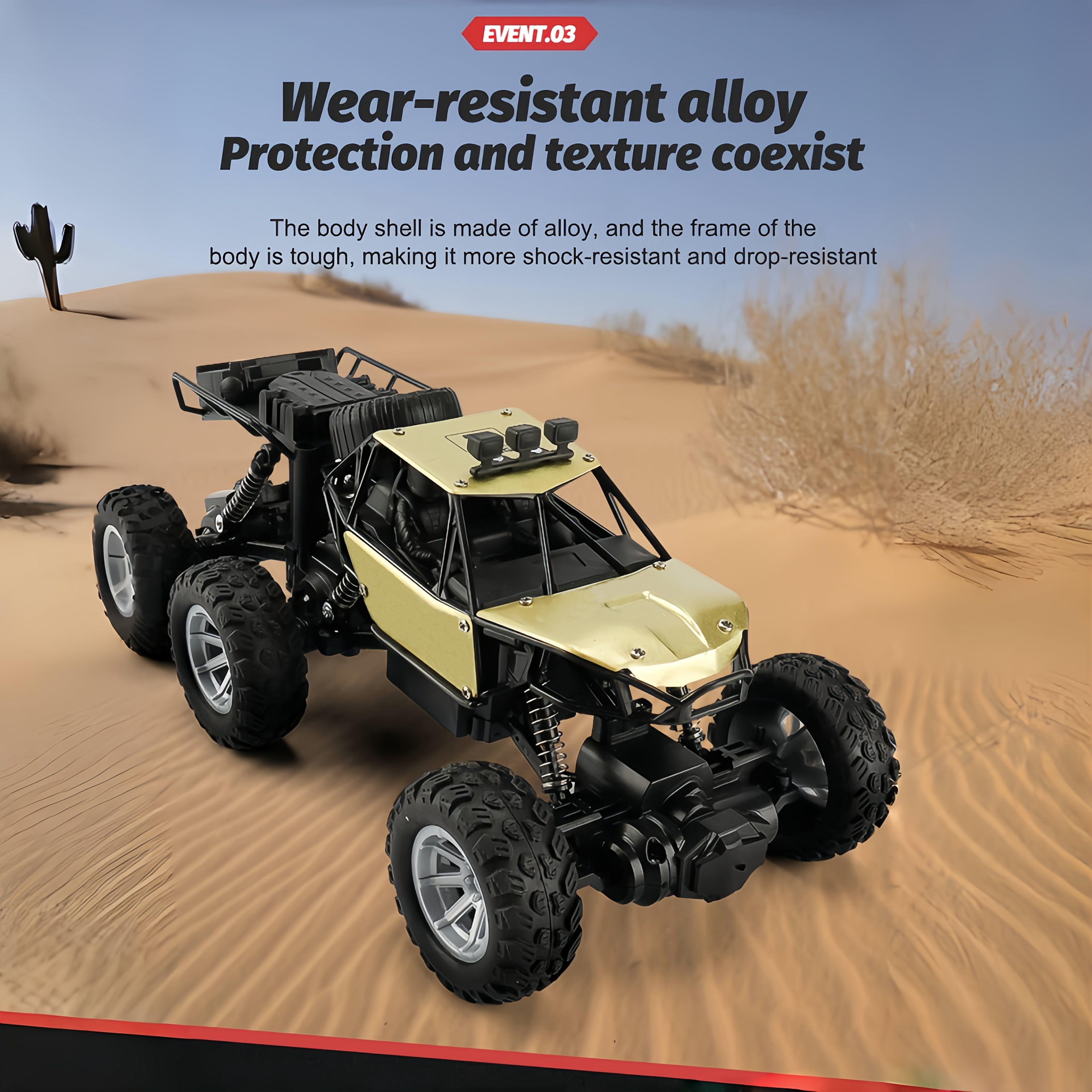 Alloy Rock-Climbing 6-Wheel RC Car - 1:12 Scale 2.4GHz 4WD Off-Road Truck with Dual Magnetic Motors, Independent Suspension   Non-Slip Tires(Gold)