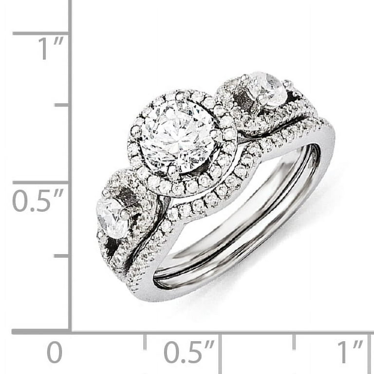 Sterling Silver CZ Brilliant Embers 2-Piece Wedding Set Sterling Silver CZ Brilliant Embers 2-Piece Wedding Set
