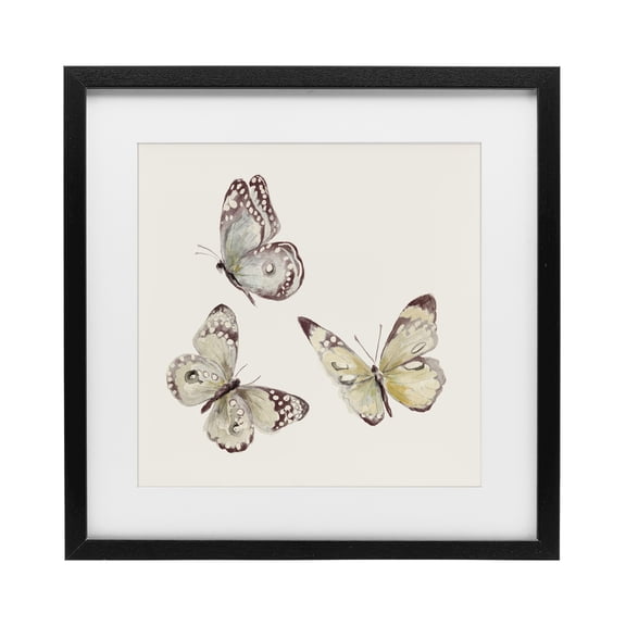 Stupell Industries Rustic Lodge Isolated Butterflies on Beige Black Framed Print Under Glass, 13 x 13, by Patricia Pinto