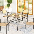 thumbnail image 3 of 37" Square Garden Dining Table with Umbrella Hole, Mixed Brown Stonewashed Top, Steel & Plastic, 3 of 7