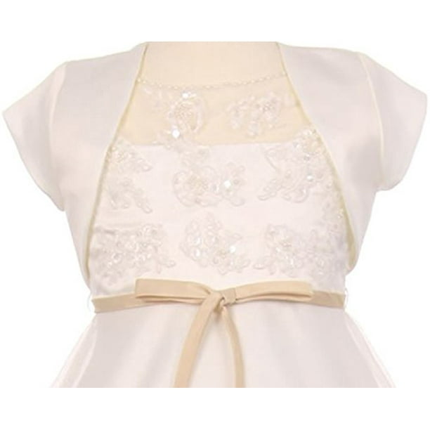 Dreamer P Little Girls Satin Short Flower Girl Bolero Jacket Cover