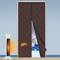 NEWEEN Magnetic Thermal Insulated Door Curtain 36" x 80" Oxford Cloth Filled with Thicken Cotton Insulation Cover Blanket for Winter/French/Patio/Sliding Glass Doors, Brown