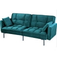 thumbnail image 3 of Uspridefurniture Bernal 75.6"W Velvet Futon Sofa Bed Sleeper, Blue, 3 of 5