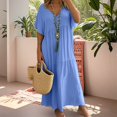 thumbnail image 2 of Vestido largo asimétrico informal con cuello en V para mujer - Bajo acampanado - Color liso - Poliéster - Versátil para cualquier ocasión - Tallas S-XXXXXL, 2 of 5