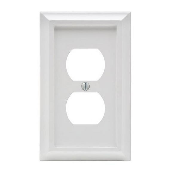Amerelle 2040DW Deerfield Wallplate, 1 Duplex, Wood, White, 1-Pack