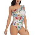 thumbnail image 3 of Sikiie Rose Flowers Print Women One Piece Swimsuits Tummy Control One Shoulder Bathing Suits Ruffle Swimwear, From S to XXL-XX-Large, 3 of 6