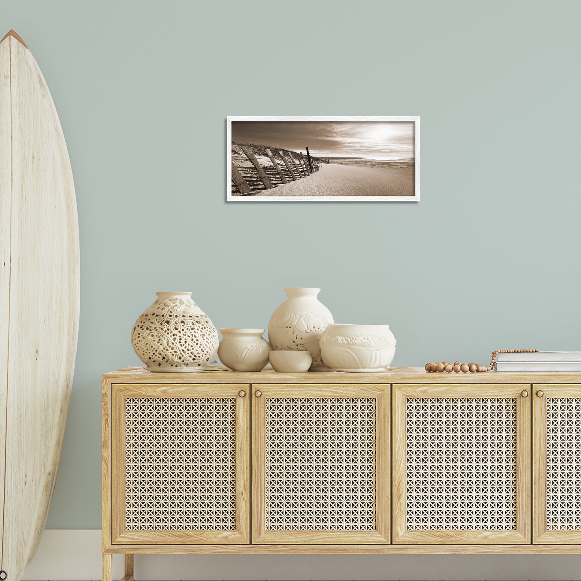 Stupell Industries Serene Sands View Landscape Photography White Framed Art Print Wall Art, 24 x 10