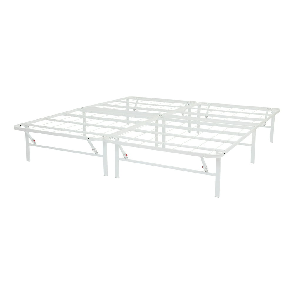 Mainstays 14" High Profile Foldable White Steel Bed Frame, California