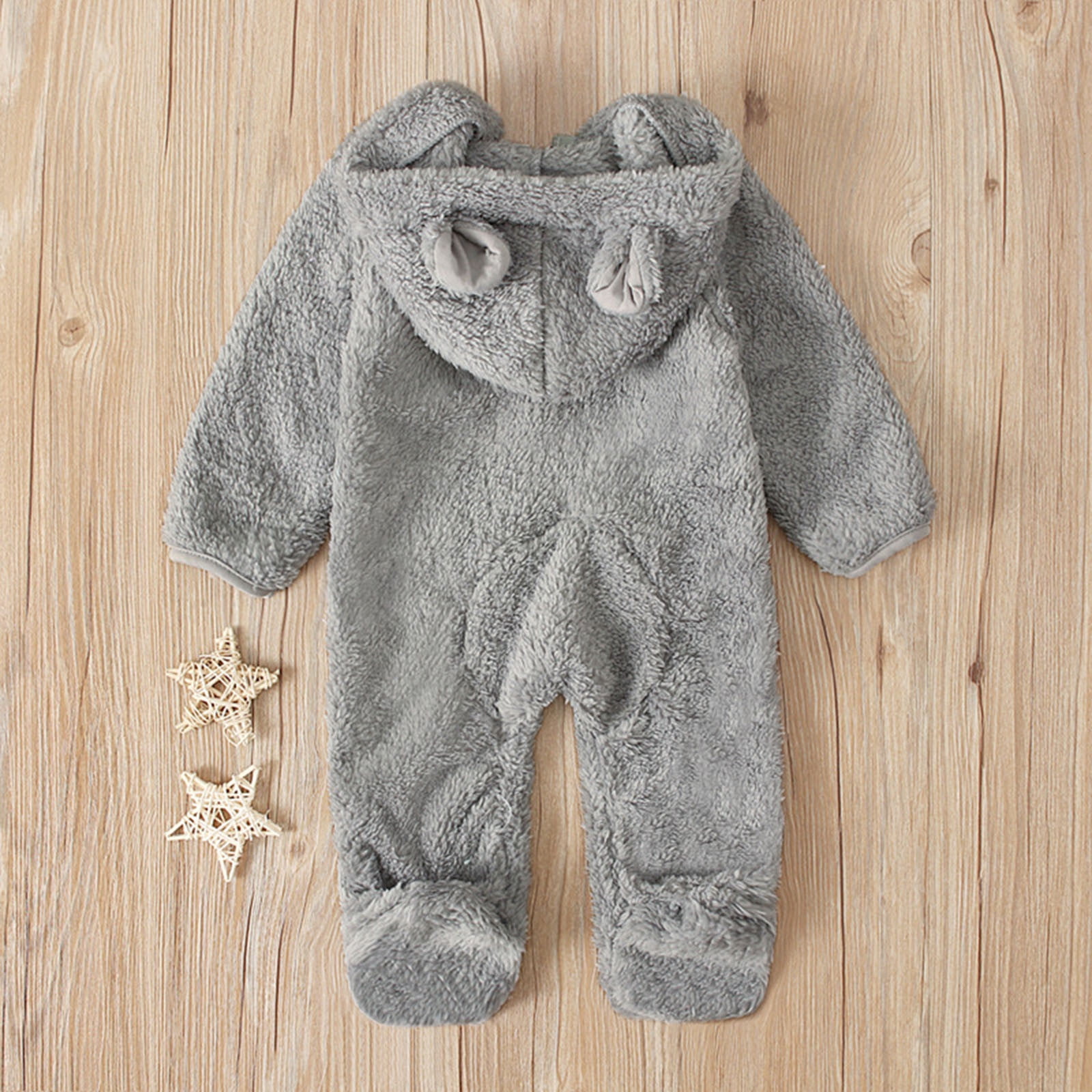 Hzgobj Newborn Infant Baby Boys Girls Winter Snowsuits Warm Clothes 0-12 Months Hoodie Cartoon Flannel Romper Jumpsuit