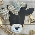 thumbnail image 2 of Farmhouse Rustic Cow Head Door Wreath With Buffalo Plaid Burlap Bow, Wooden Calf Wall Hanger For Front Door Indoor Outdoor Home Cafe Restaurant Decor, 2 of 7