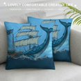 thumbnail image 3 of Autua Whale Ship Ocean Graphic Decorative Cushion Throw Pillow Cover for Home Couch Living Room Bed Sofa, 1PC 20x20in, 3 of 5