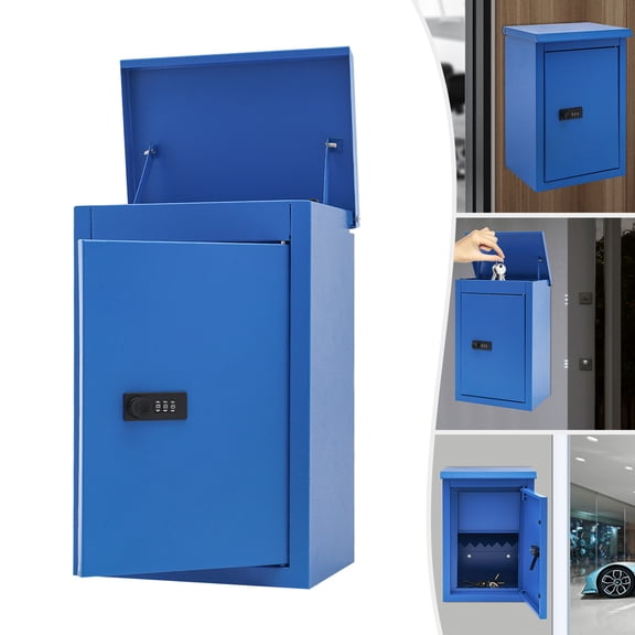 Modern Blue Wall-mounted Mailbox Post Office Box Blue Mail Box With Password Lock for Residential Areas