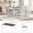 thumbnail image 3 of 7 Piece Dining Table Set, Wood Rectangular Table and 6 Upholstered Chairs for Dining Room, Modern Kitchen Table Set for 6 Persons, Gray, 3 of 8