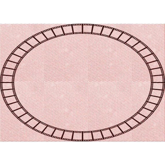 Ahgly Company Machine Washable Indoor Rectangle Transitional Pink Bubble Gum Pink Area Rugs, 2' x 4'