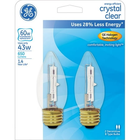 Ge Halogen Light Bulbs, Energy Efficient Crystal Clear B13 Chandelier 