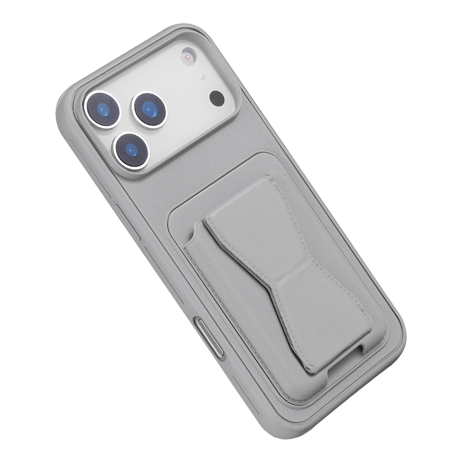 Slim Magnetic Leather Case with Card Pocket & Stand for iPhone 17 Pro Max - Gray