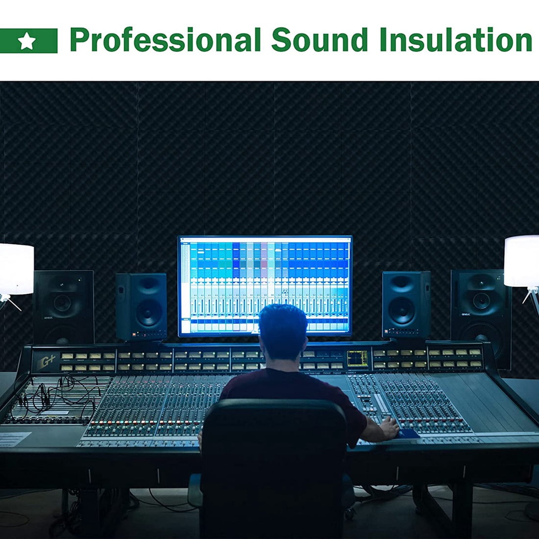 24 Pack Acoustic Foam Panels Fireproof Soundproofing Treatment Wall Panel,Noise Cancelling Foam for Recording,Studio,Etc