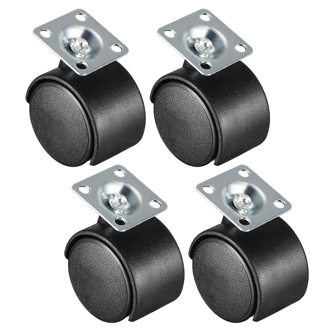 4 Pcs 2 Inch Office Chair Casters Nylon Twin Wheel,Top Plate Mount