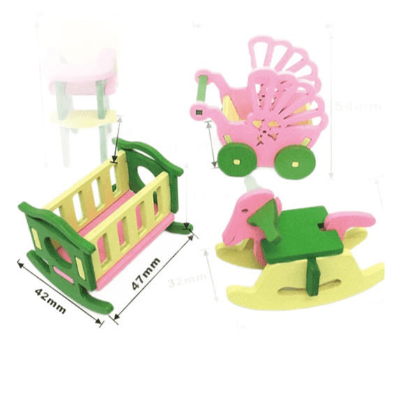 BESTSKY Wooden Kitchen Accessories Child-Safe Design Pretend Play Dollhouse Set Eco-Friendly Product Hot-Selling Playset