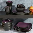 thumbnail image 4 of Gibson Elite Soho Lounge Square 16 Piece Stoneware Dinnerware Set, Purple, 4 of 6