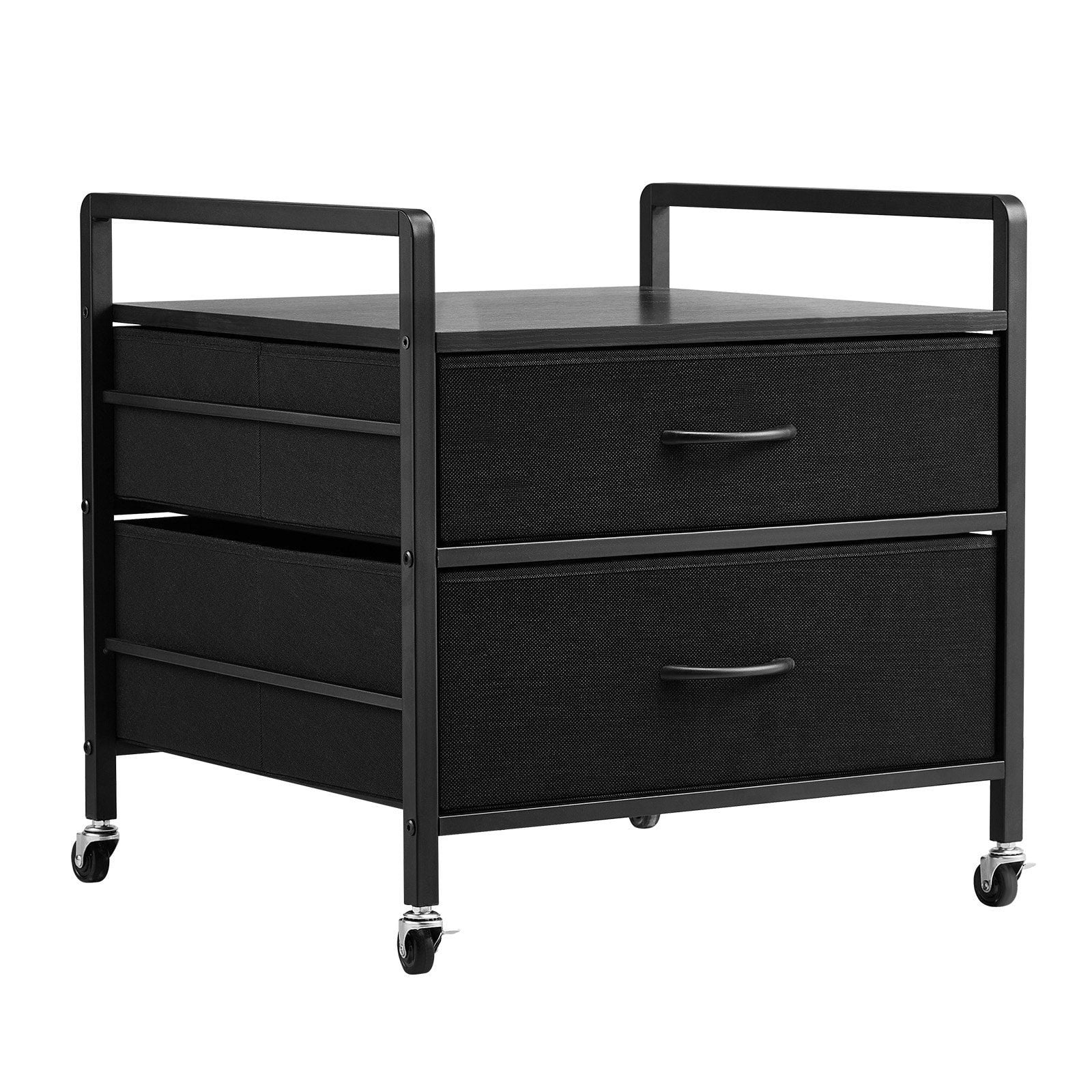 2-Drawer Mini Fridge Table, 176 lbs Capacity, Black Storage Stand for Small Refrigerators