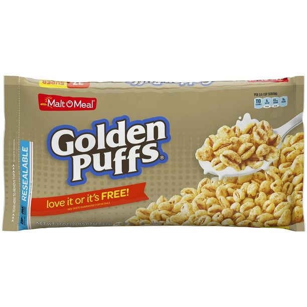 Malt-O-Meal Breakfast Cereal, Golden Puffs, 37 Oz, Zip Bag - Walmart