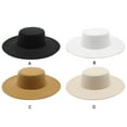 thumbnail image 2 of Minnieouse Sombrero de fieltro negro de moda para mujer, gorra Derby plana de ala ancha para iglesia, sombrero de copa suave de ajuste Universal, Sombreros Bronceado suave, 2 of 6