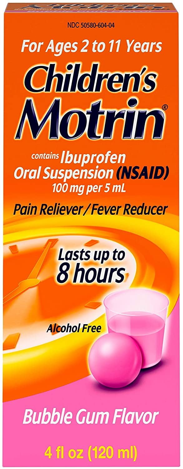 Motrin Children's Pain Reliever/Fever Reducer Liquid, Bubble Gum, 4 Fl Oz