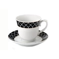 thumbnail image 2 of Elegant Durable and Colorful Porcelain Tea-Coffee Cups and Saucers Set - Black and Gold, 8 oz. Set of 4, 2 of 5